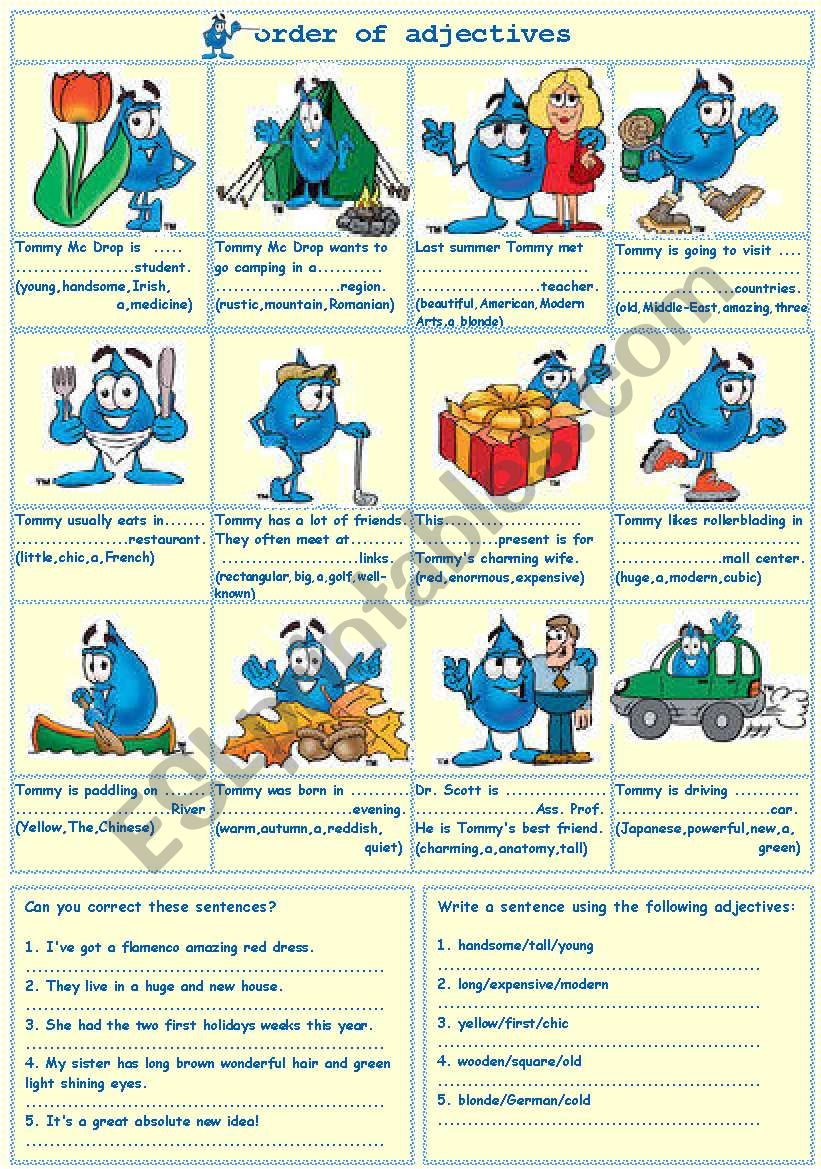 Order of adjectives worksheet