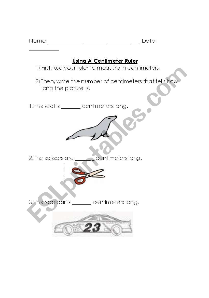 Using a ruler worksheet