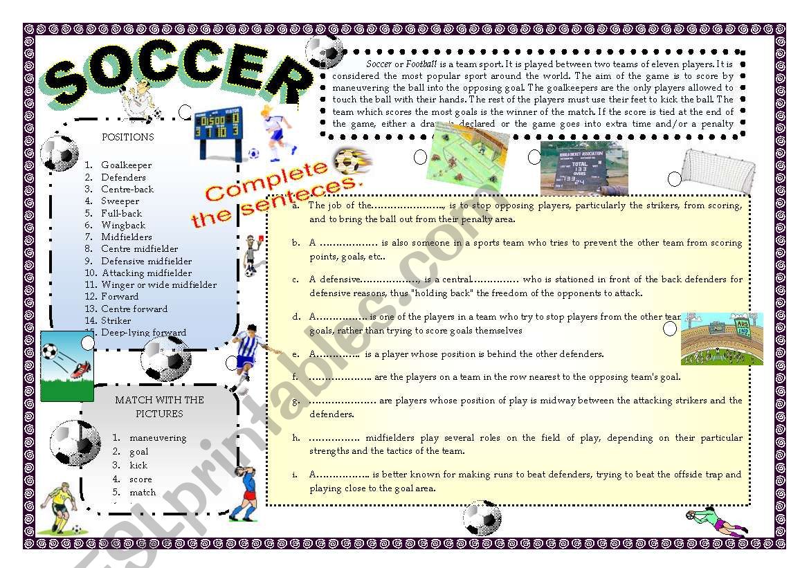 CAN YOU PLAY SOCCER? worksheet