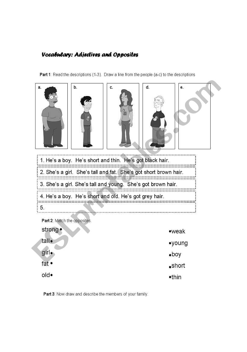 Adjectives & Opposites worksheet