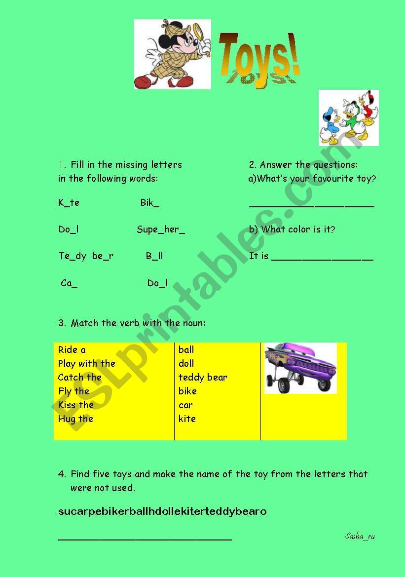 Toys! worksheet