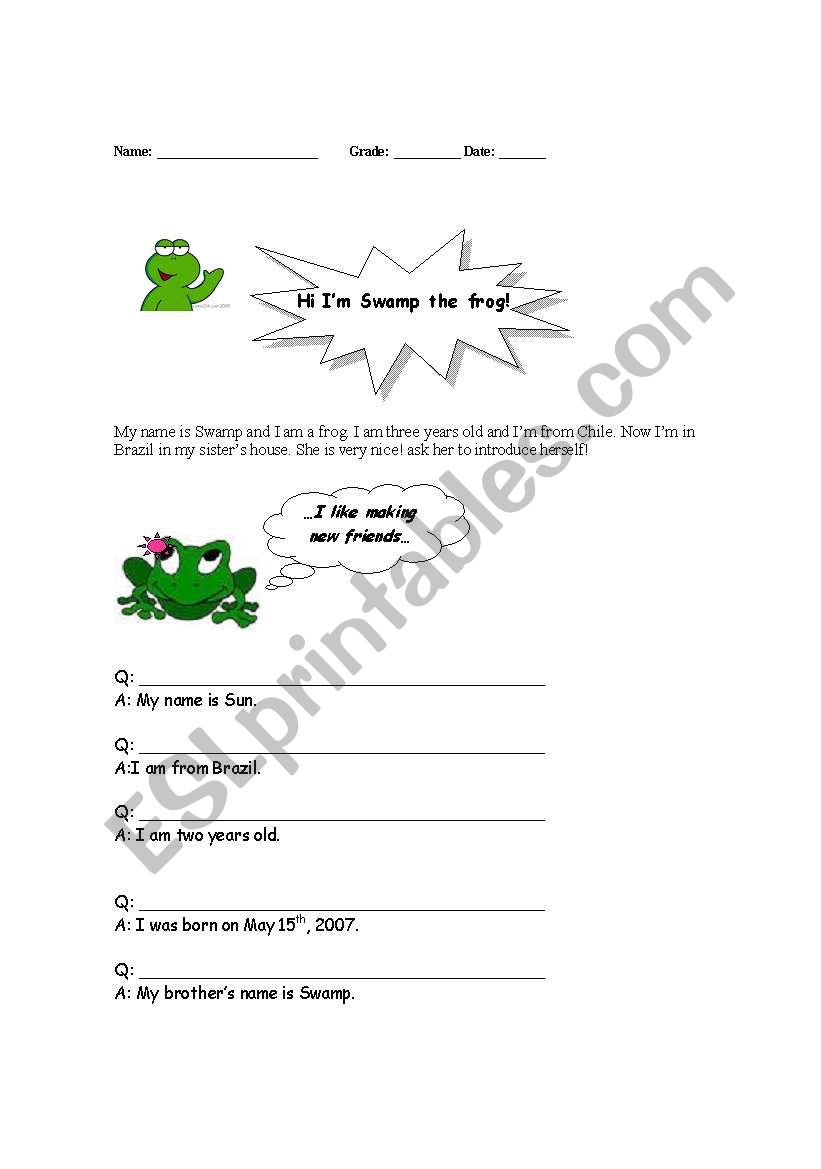 Introductions worksheet