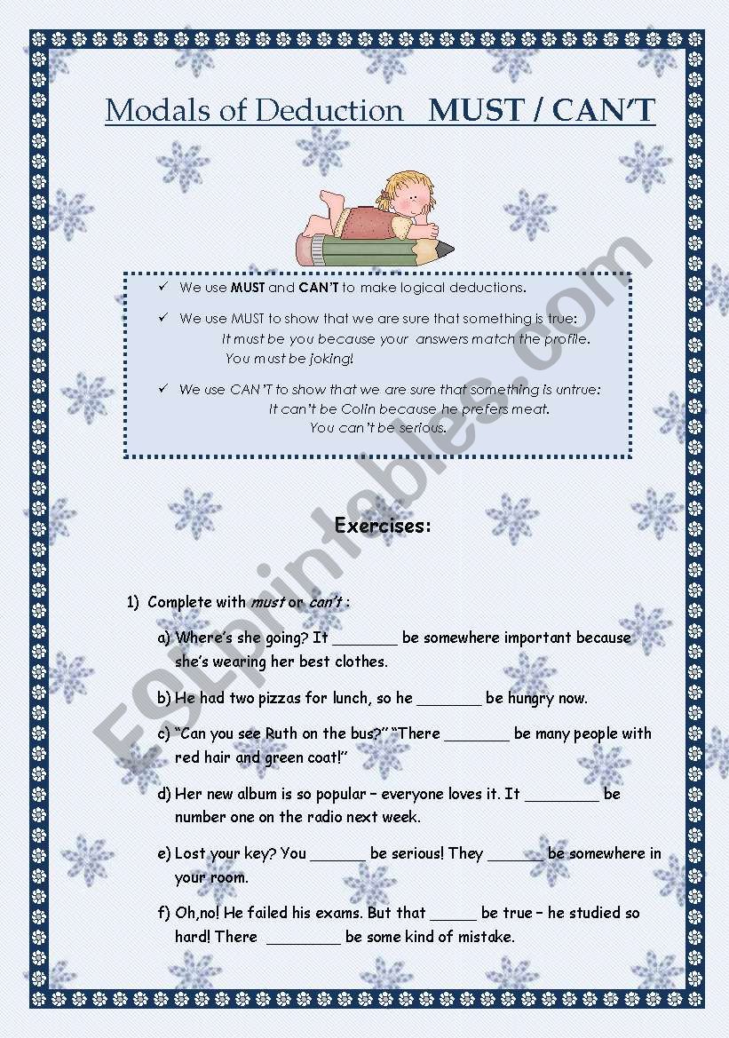 Modals of Deduction  MUST  CANÂ´T