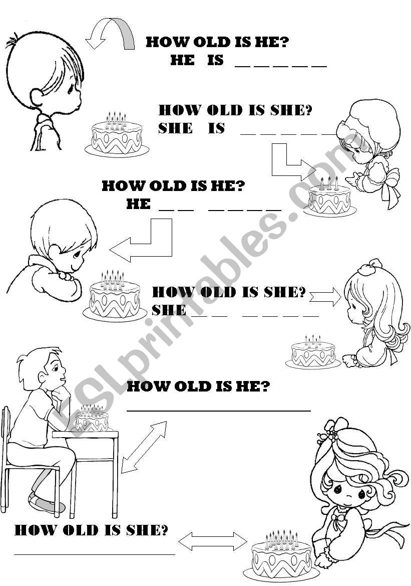 how old is he/she? worksheet