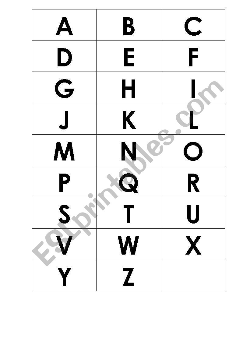 Memory game - the alphabet worksheet