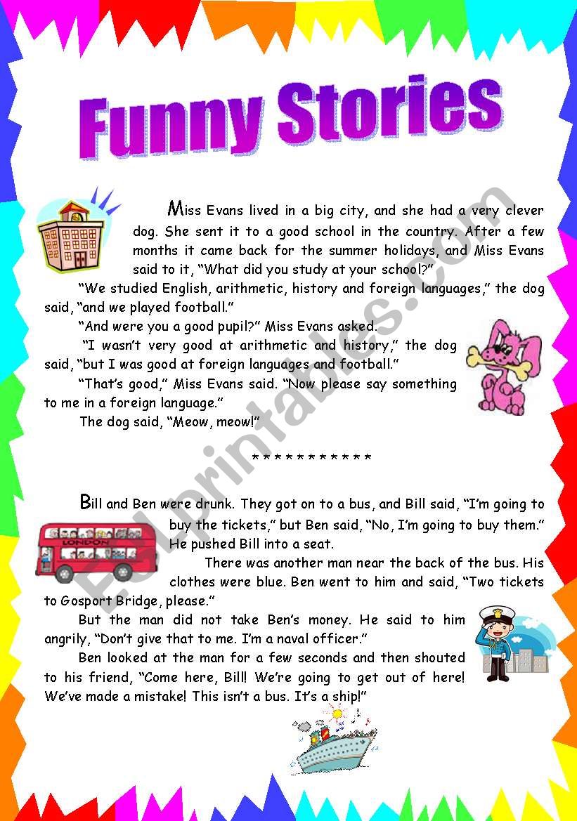 Funny stories - ESL worksheet by Lu25