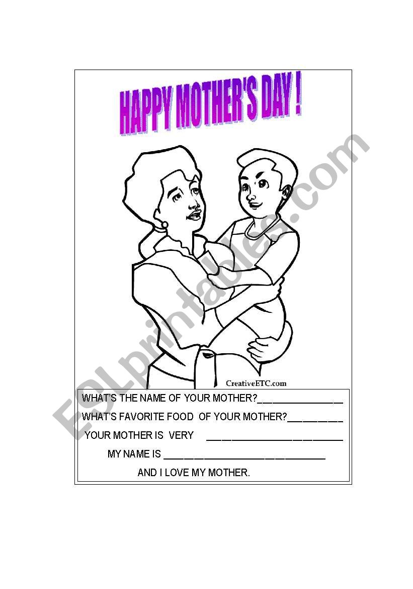 Mothers day worksheet