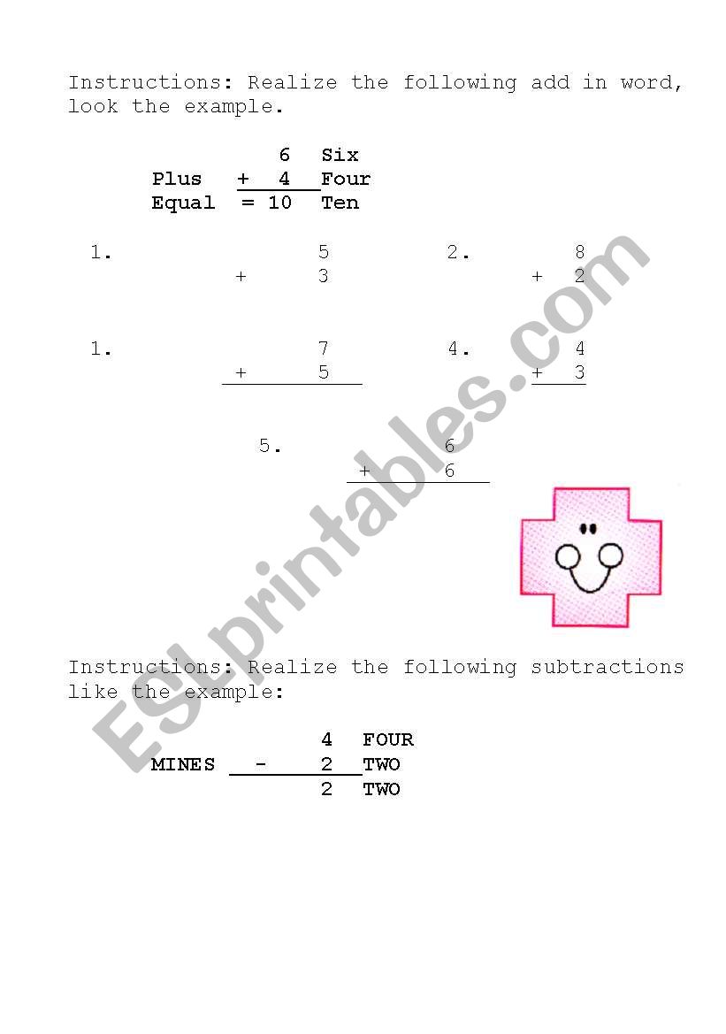 Adds and Substractions worksheet