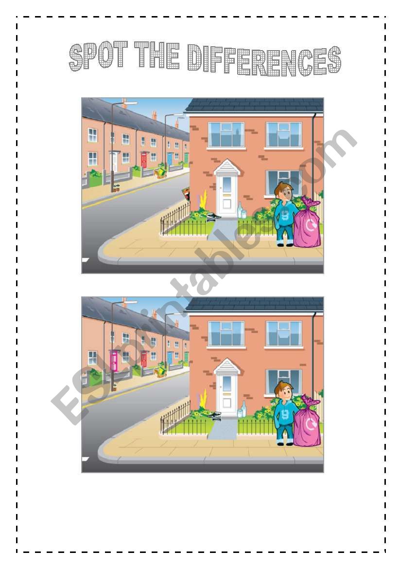 Spot the differences 1/4 worksheet