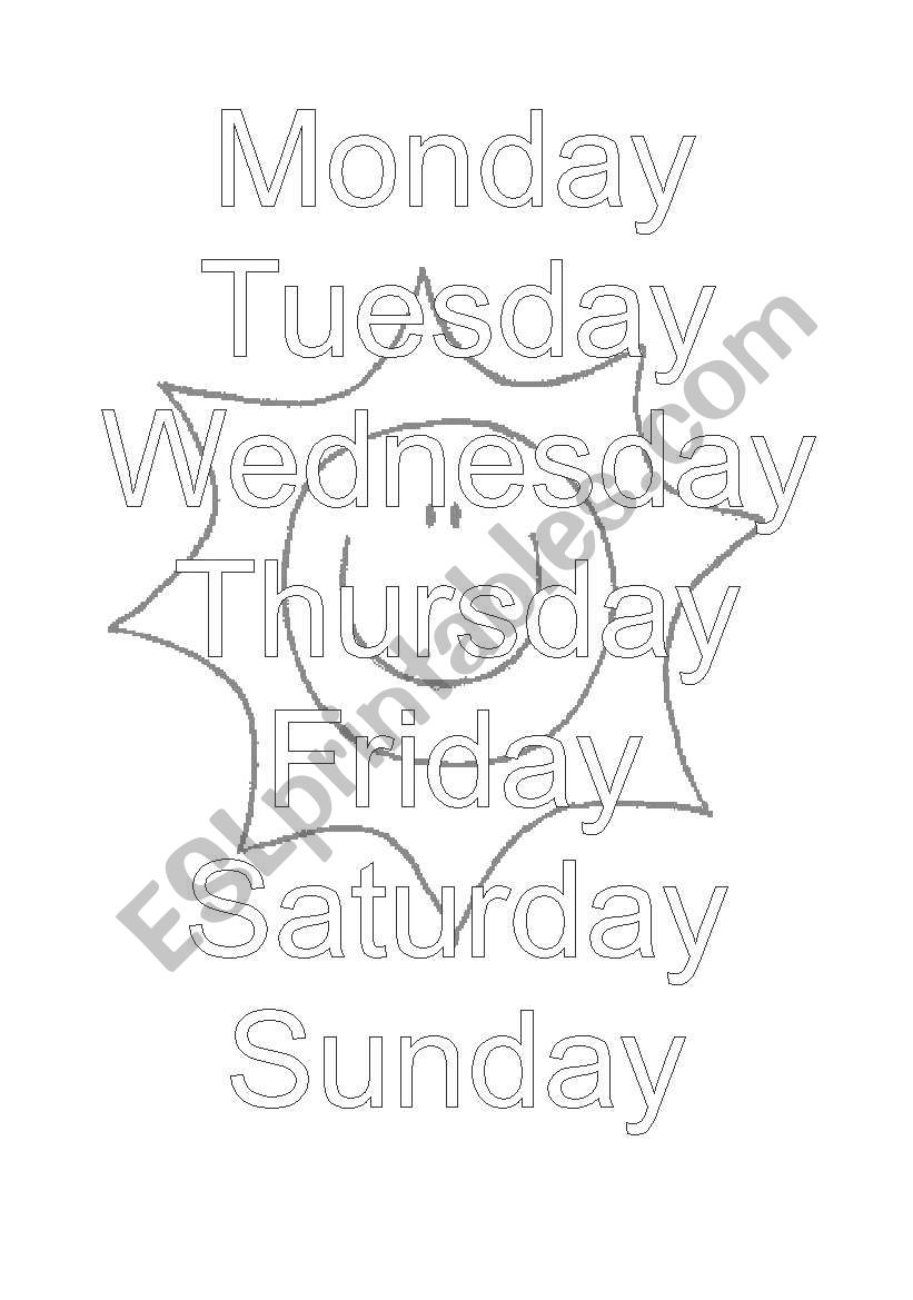 days of the week worksheet