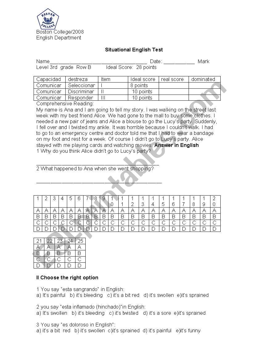 illness worksheet