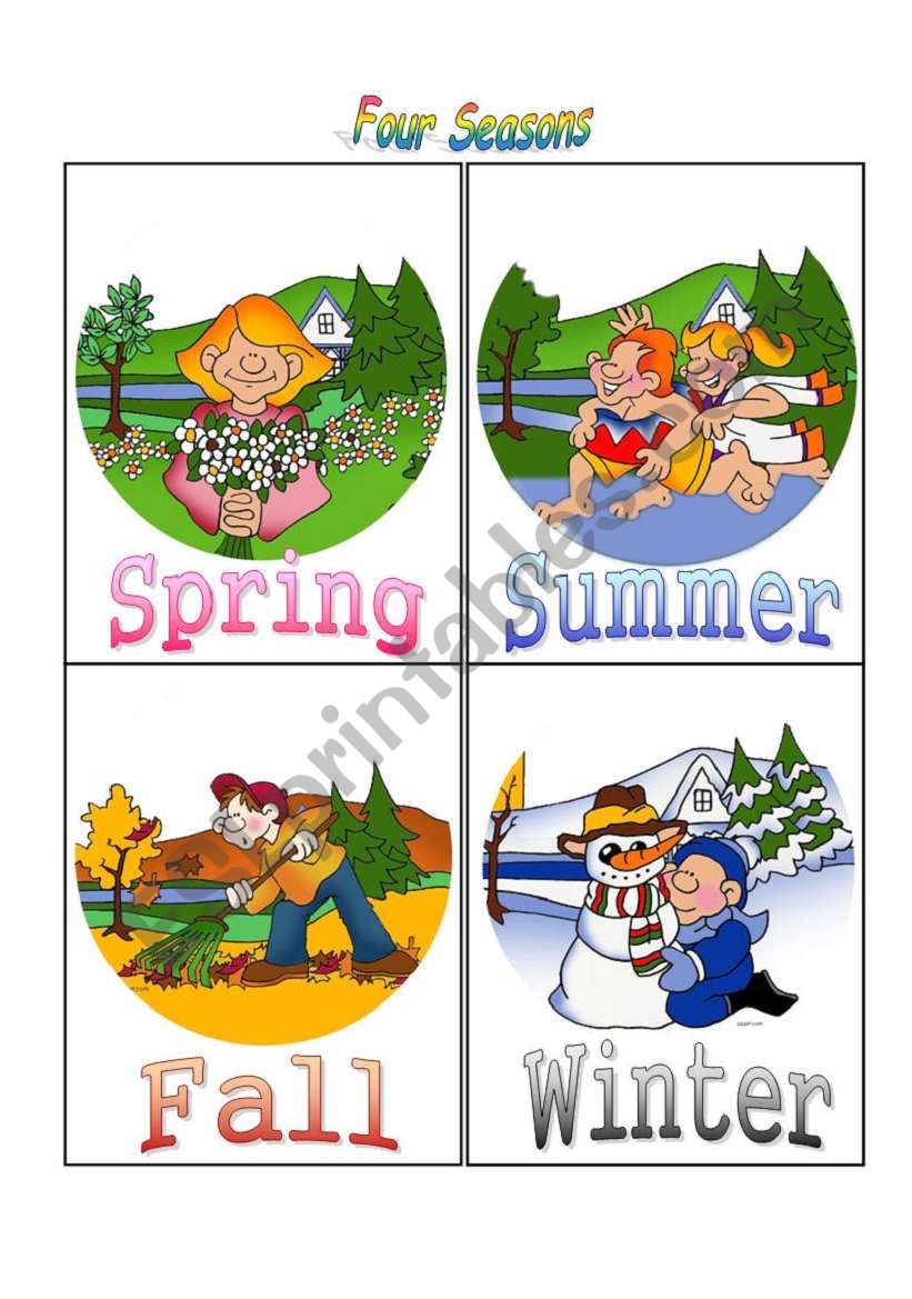 Four Seasons Flash Cards worksheet