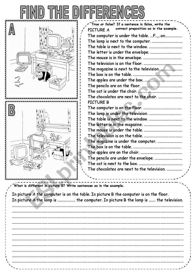 FIND THE DIFFERENCES (3) worksheet