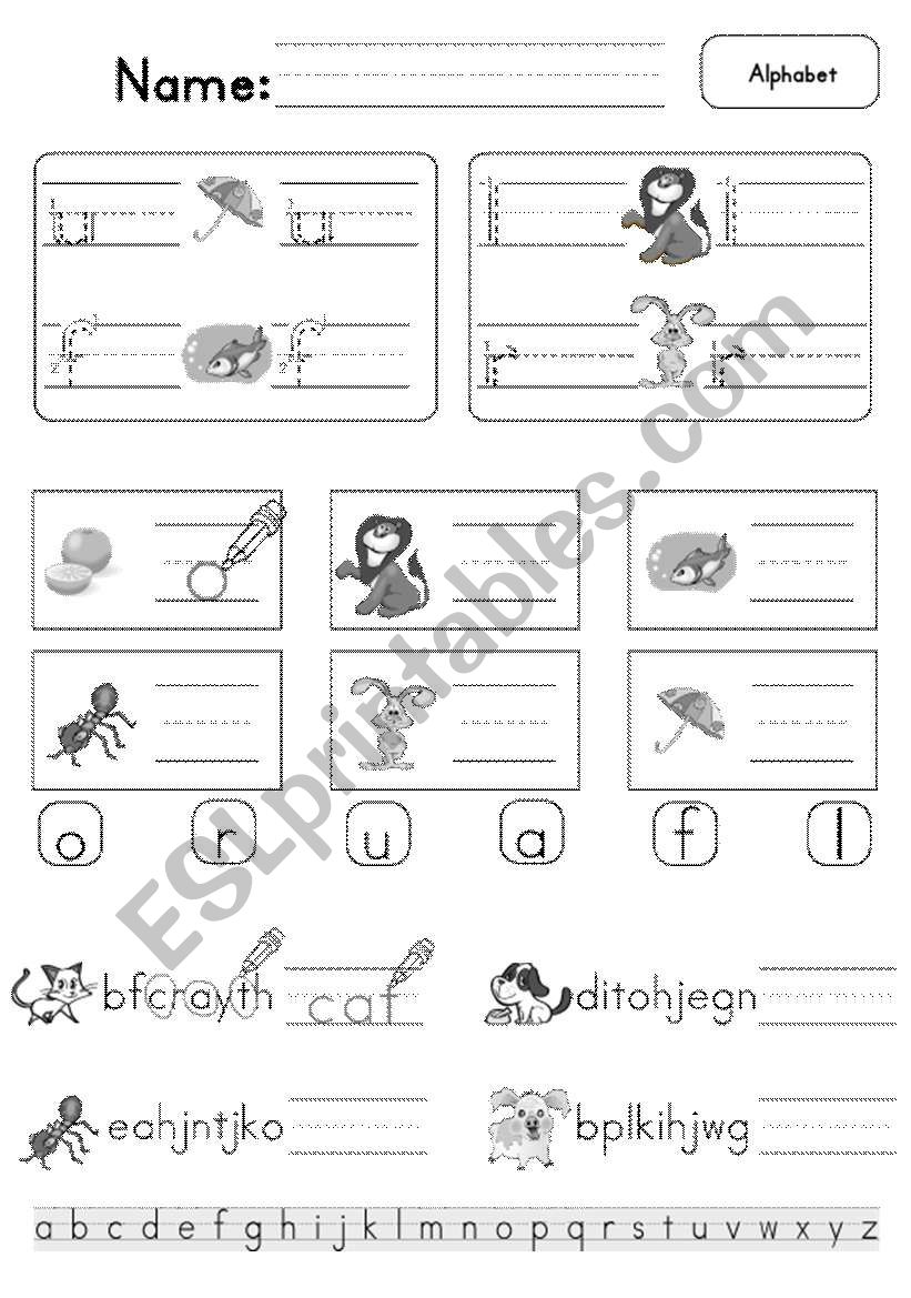 Alphabet u,f,l,r and review of o,r,a