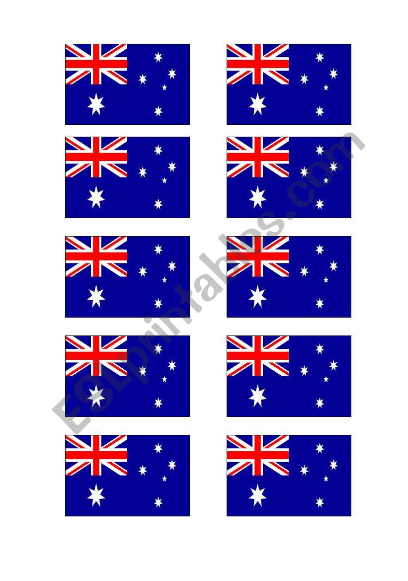 Country game cards Australia worksheet