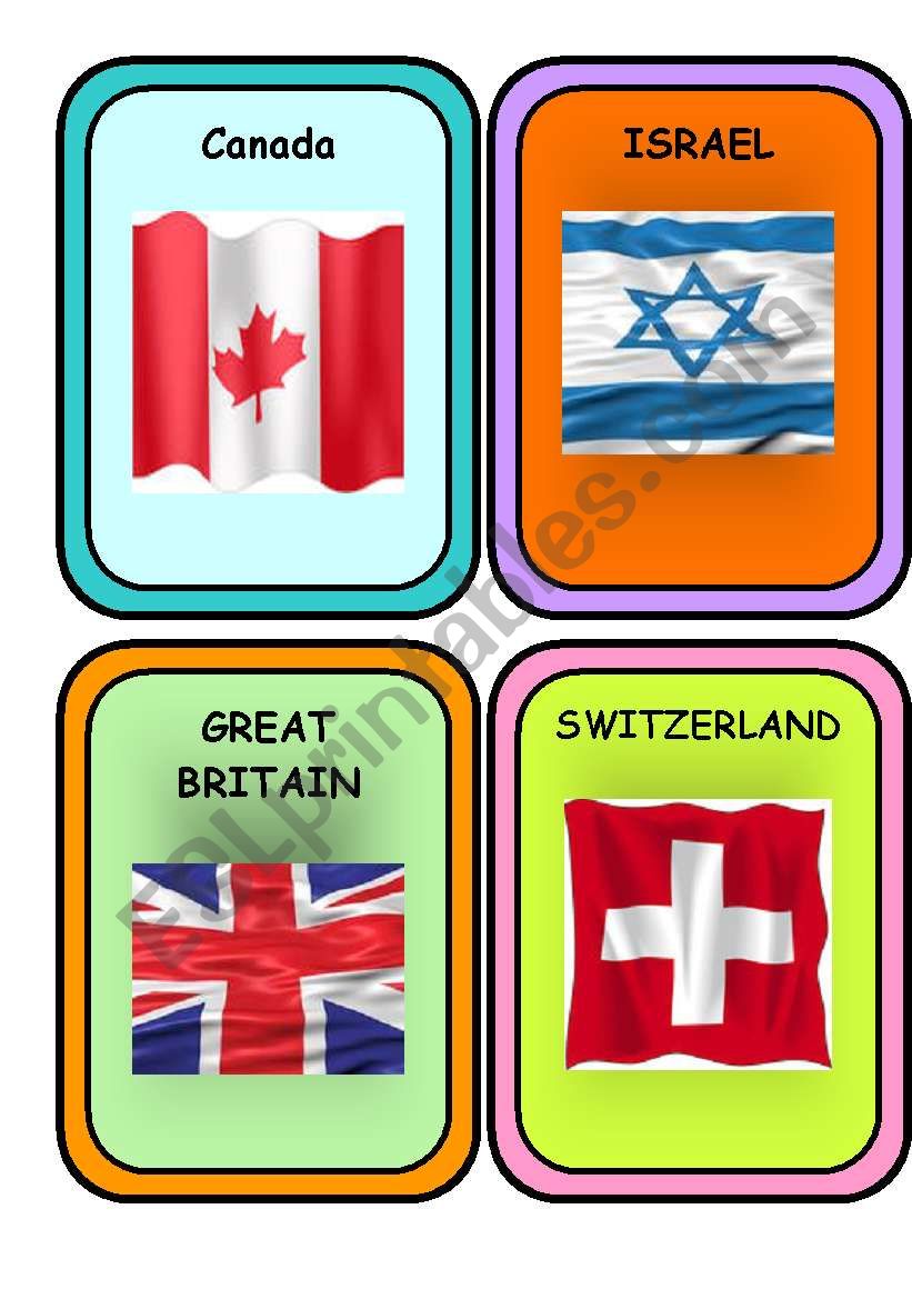cards flags of the world worksheet