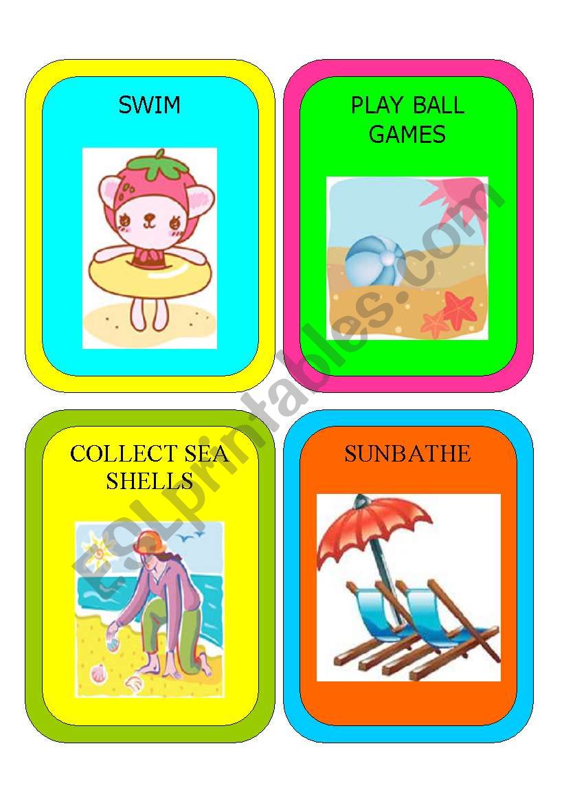 CARDS AT THE BEACH worksheet