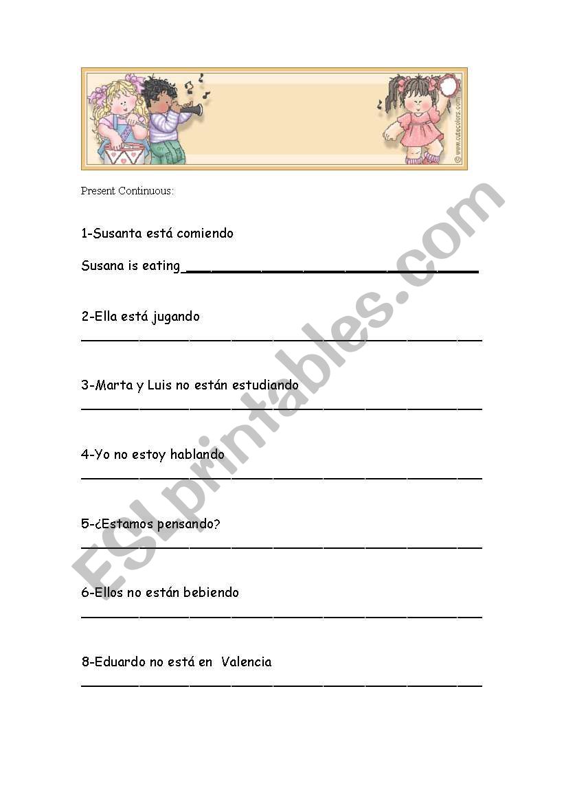 present continuous worksheet