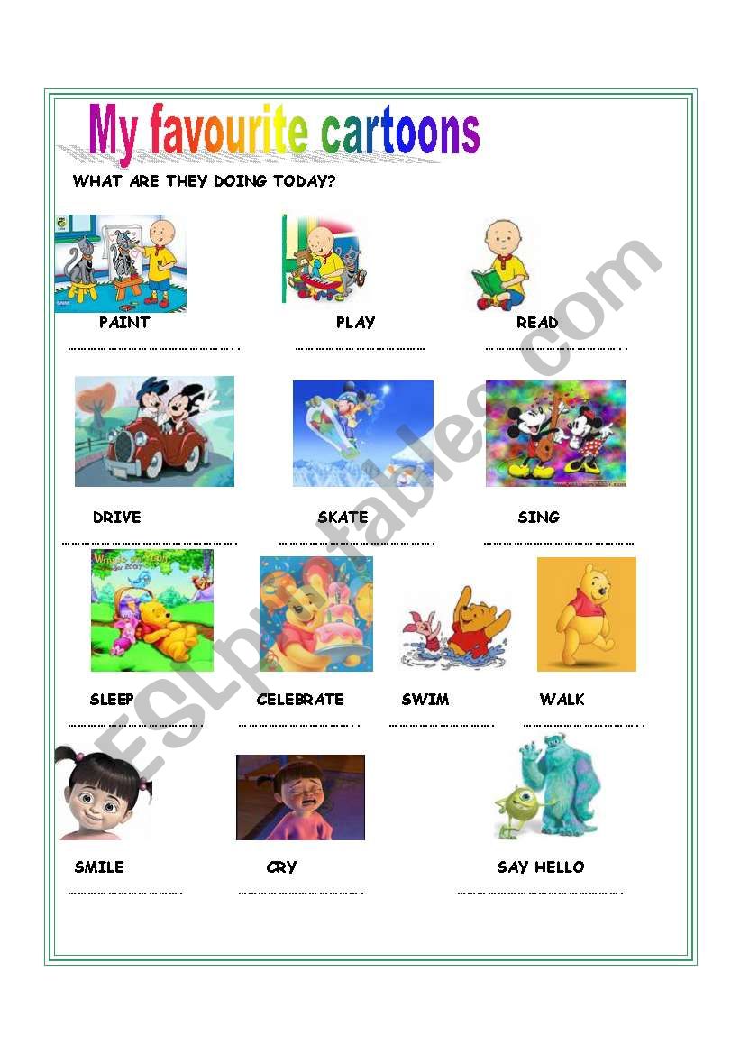 MY FAVOURITE CARTOONS worksheet