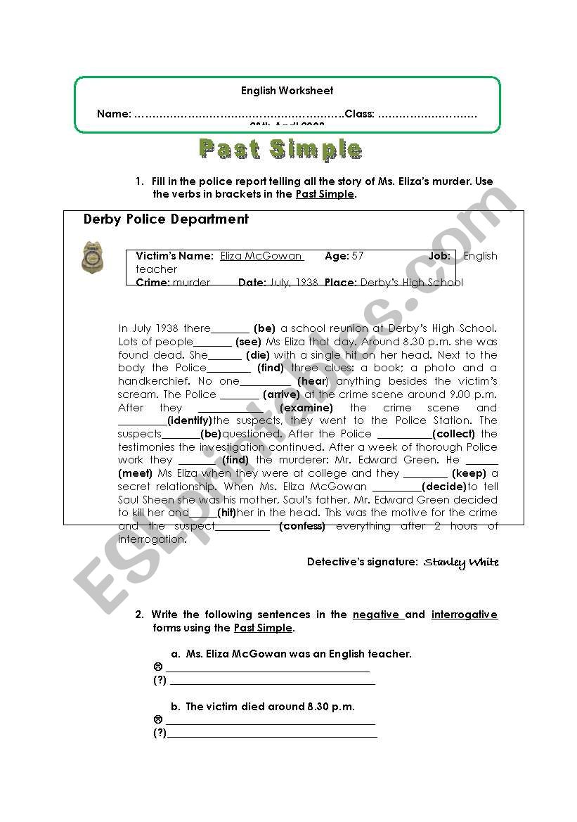 Past Simple  worksheet