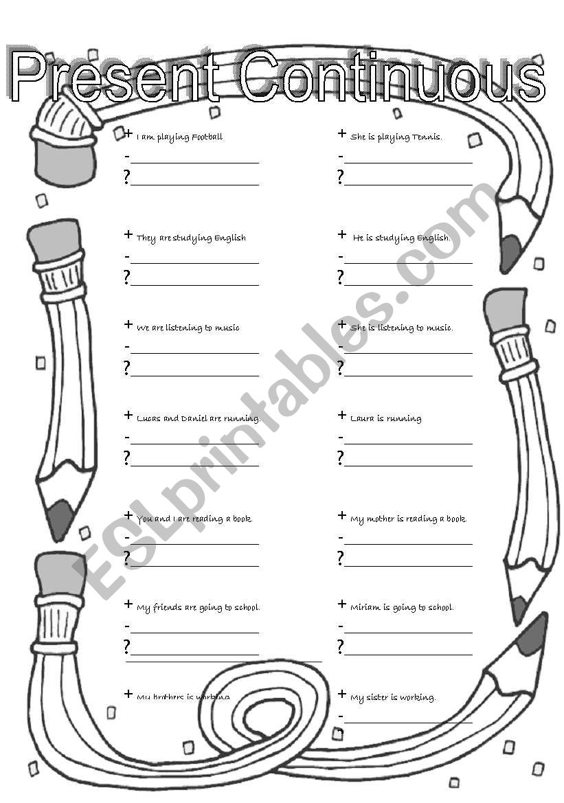 Present Continuous Tense worksheet