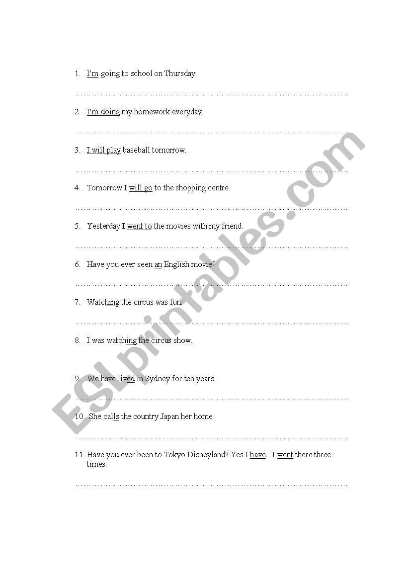 Jumbled and Sentences with Mistakes- answer sheet