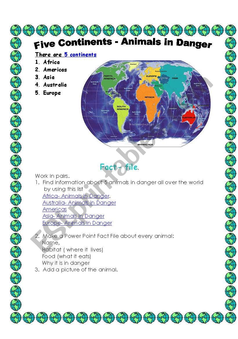 animals in danger worksheet