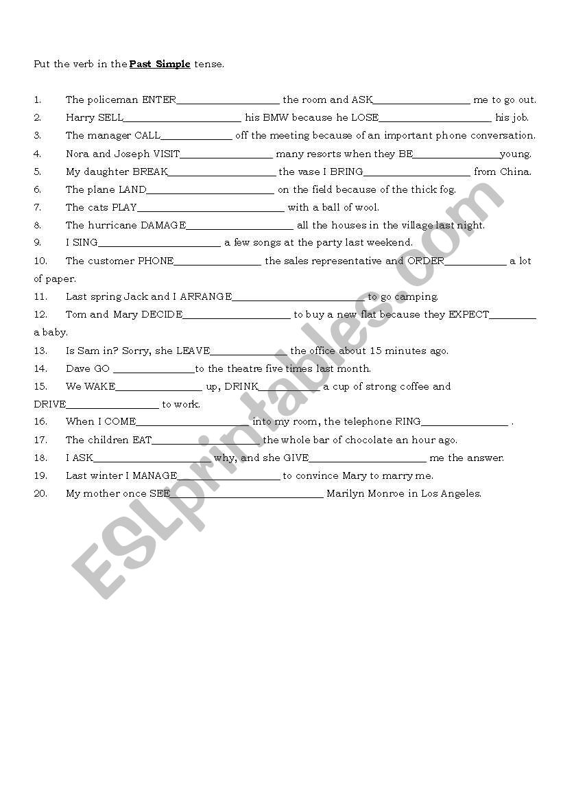 PAST SIMPLE worksheet