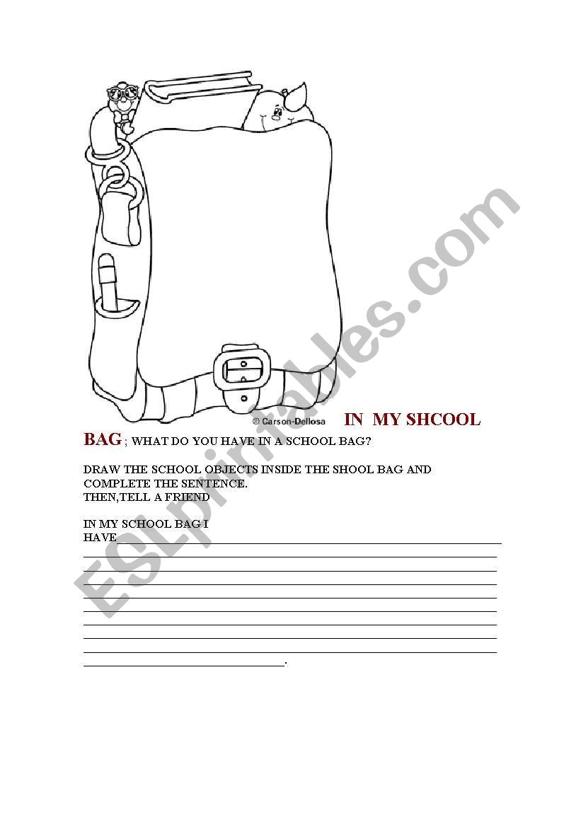 IN MY SCHOOL BAG  worksheet