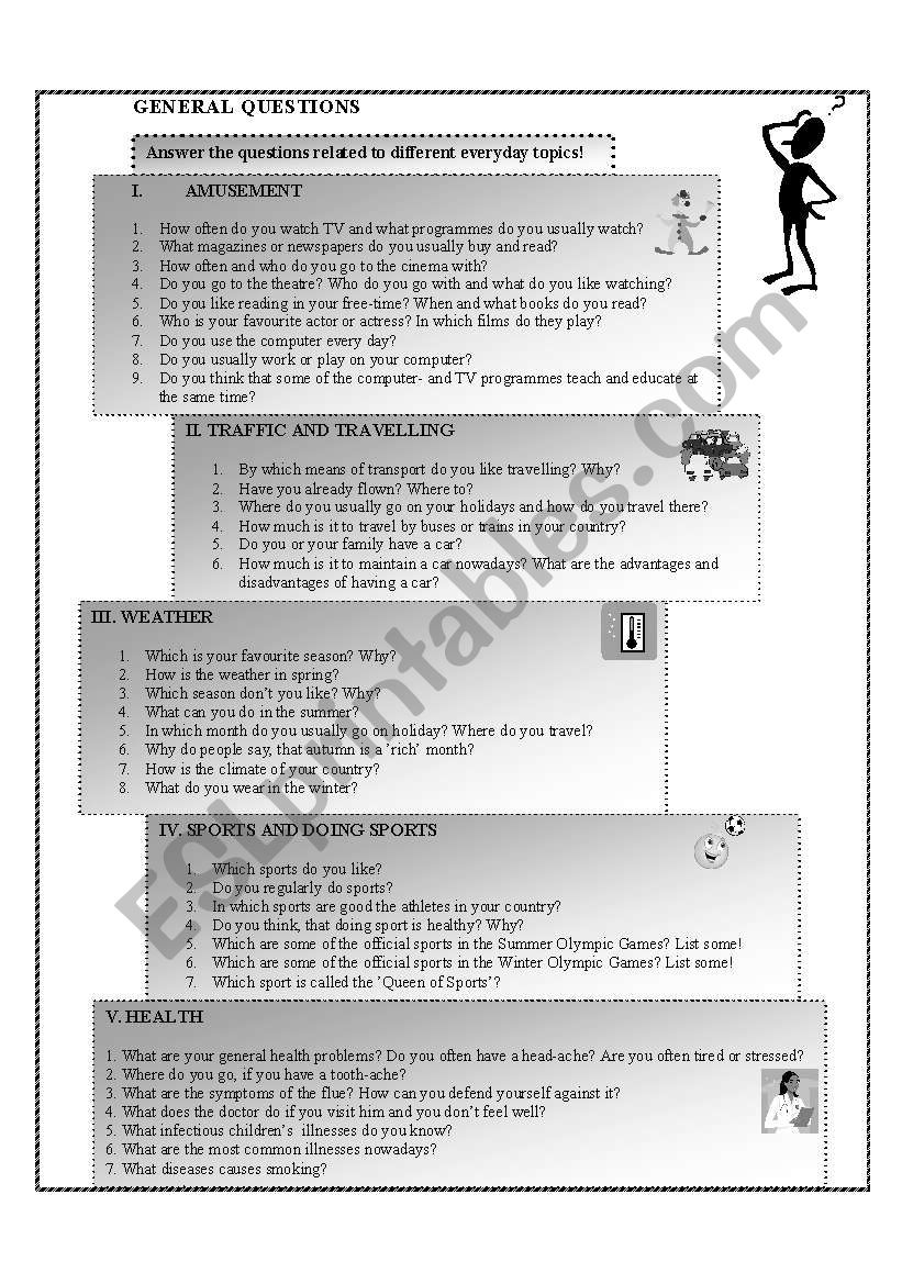 General Questions worksheet