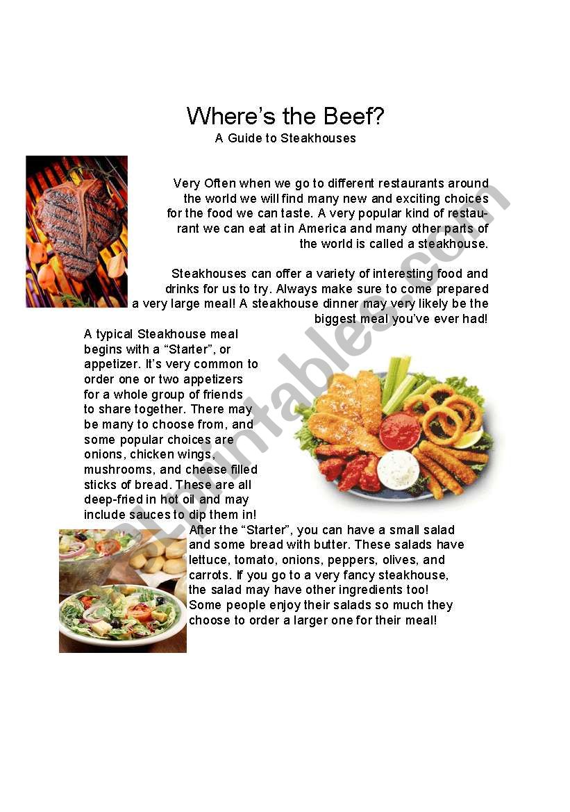 Steakhouse/Restaurant Info Guide with Worksheet (1)