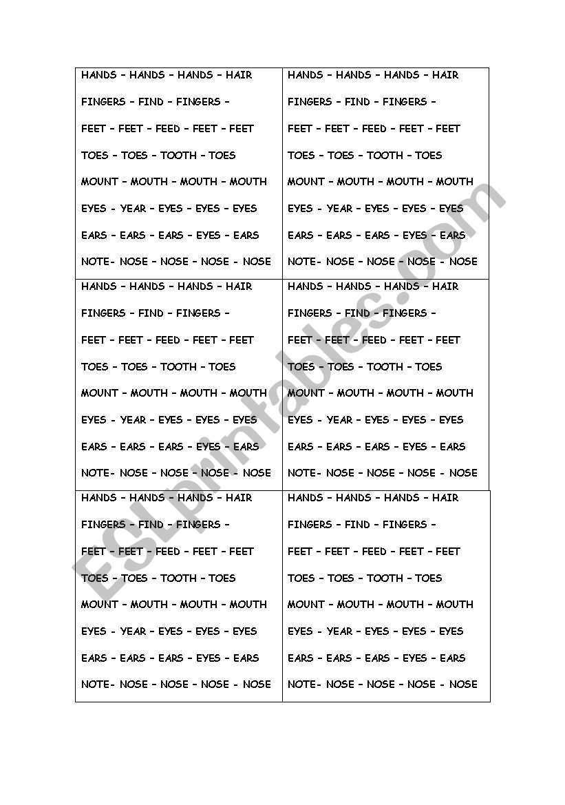 Find the wrong word. worksheet