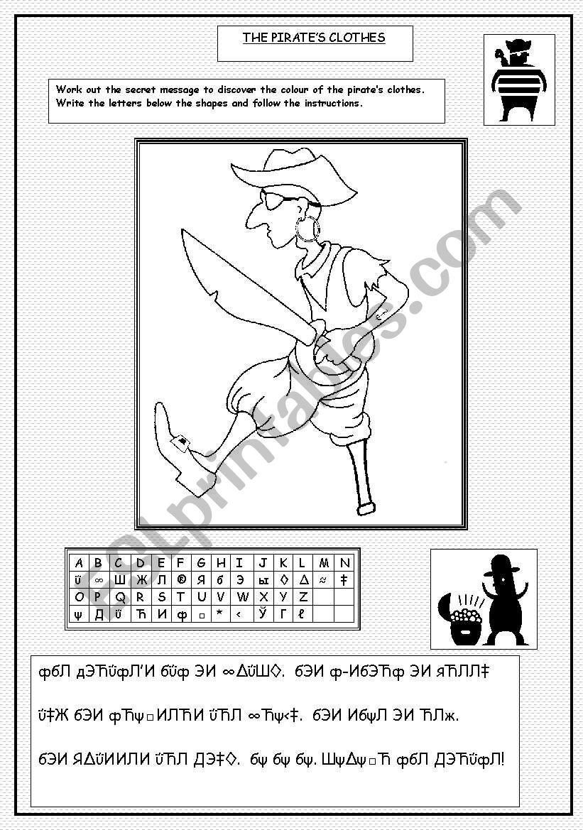 The Pirate´s Clothes - ESL worksheet by sazzag