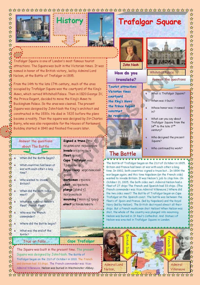 Trafalgar Square (2 pages) worksheet