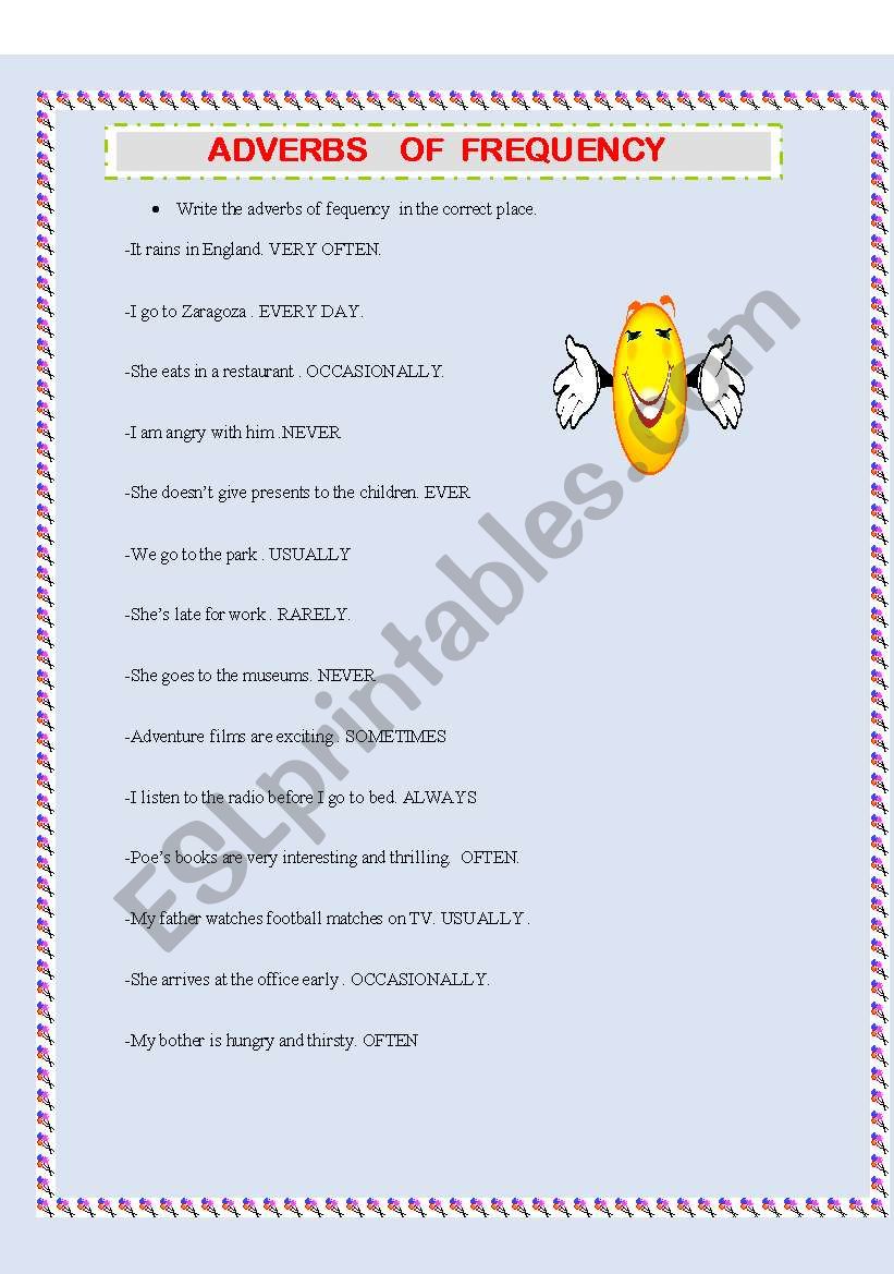 adverbs of frequency worksheet