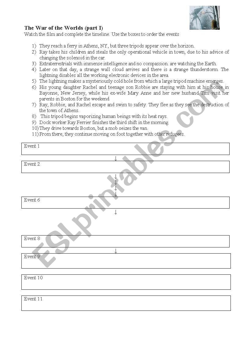 The War of the Worlds worksheet