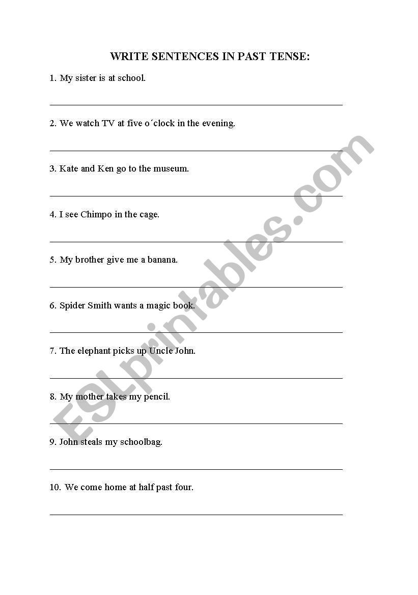 Past tense worksheet