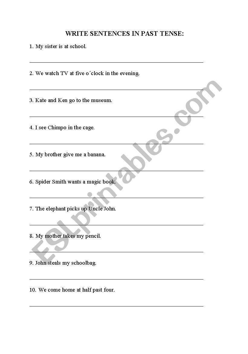 Past tense worksheet