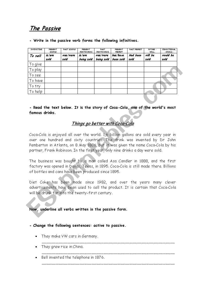 Passive voice worksheet