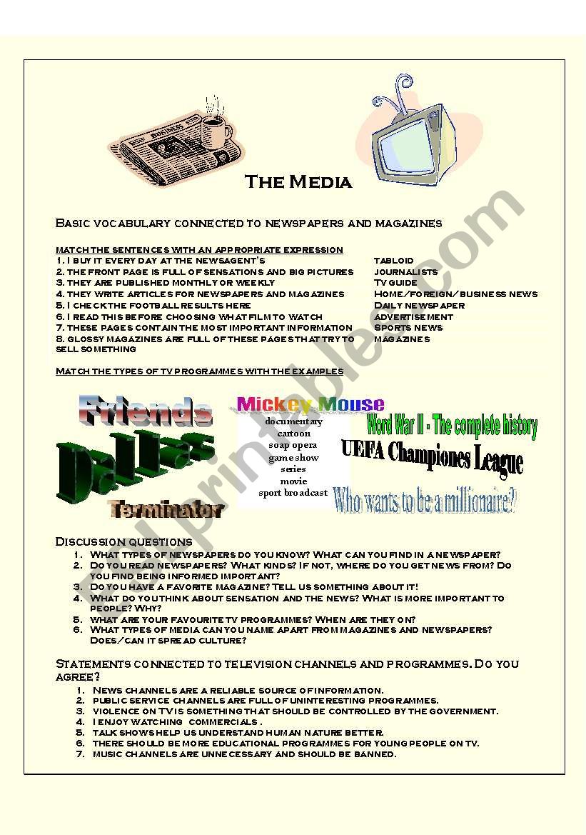 The Media - vocabulary and speaking lesson