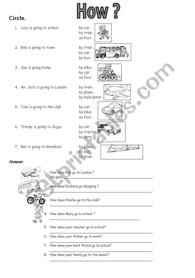 MEANS OF TRANSPORT worksheet