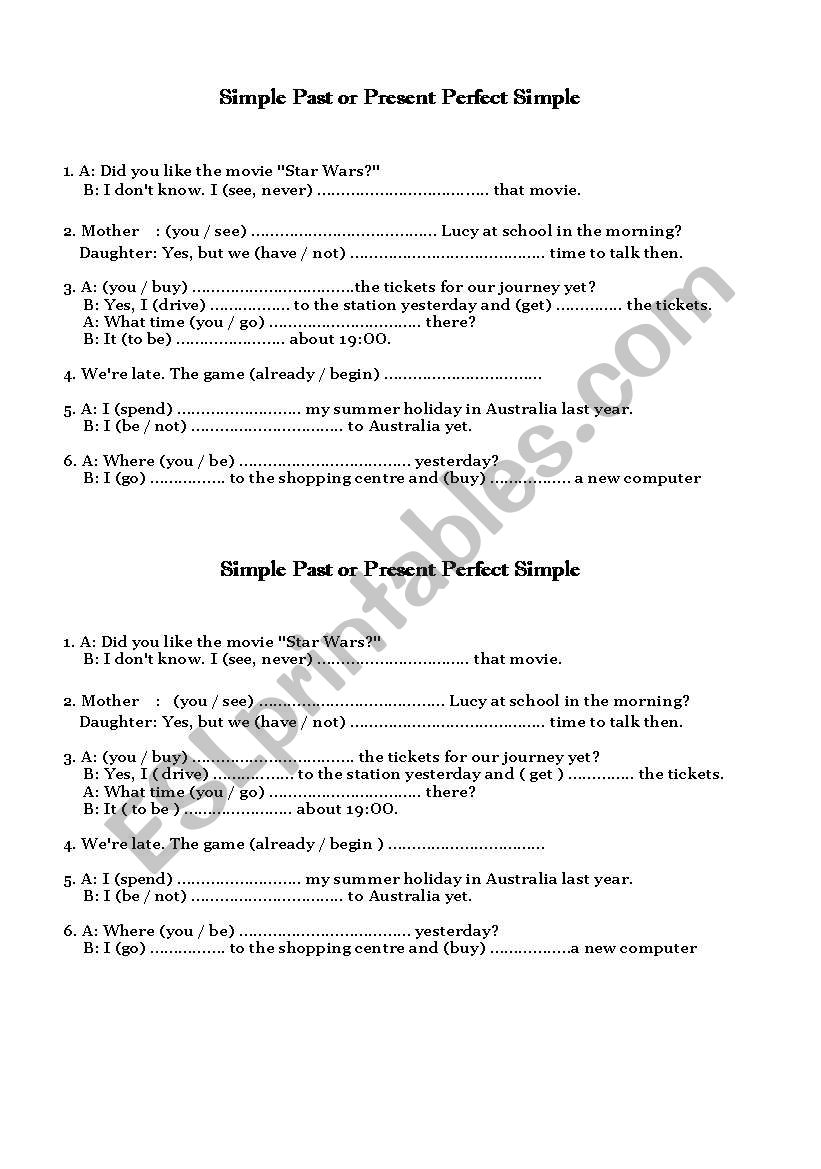 practice on tenses worksheet