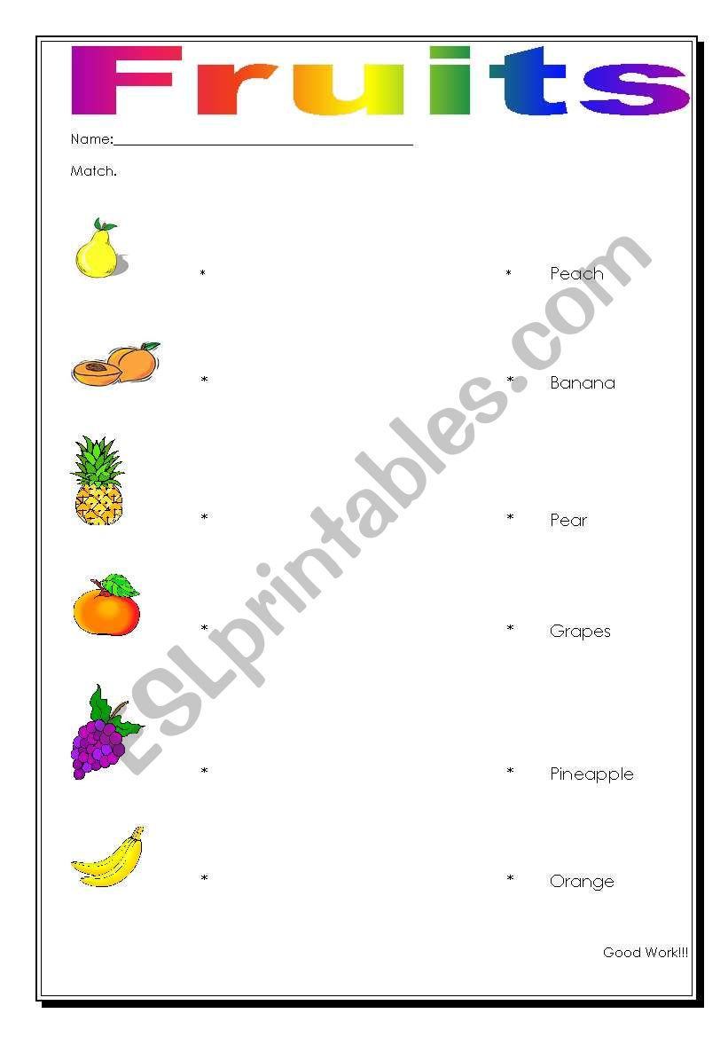 Fruits worksheet