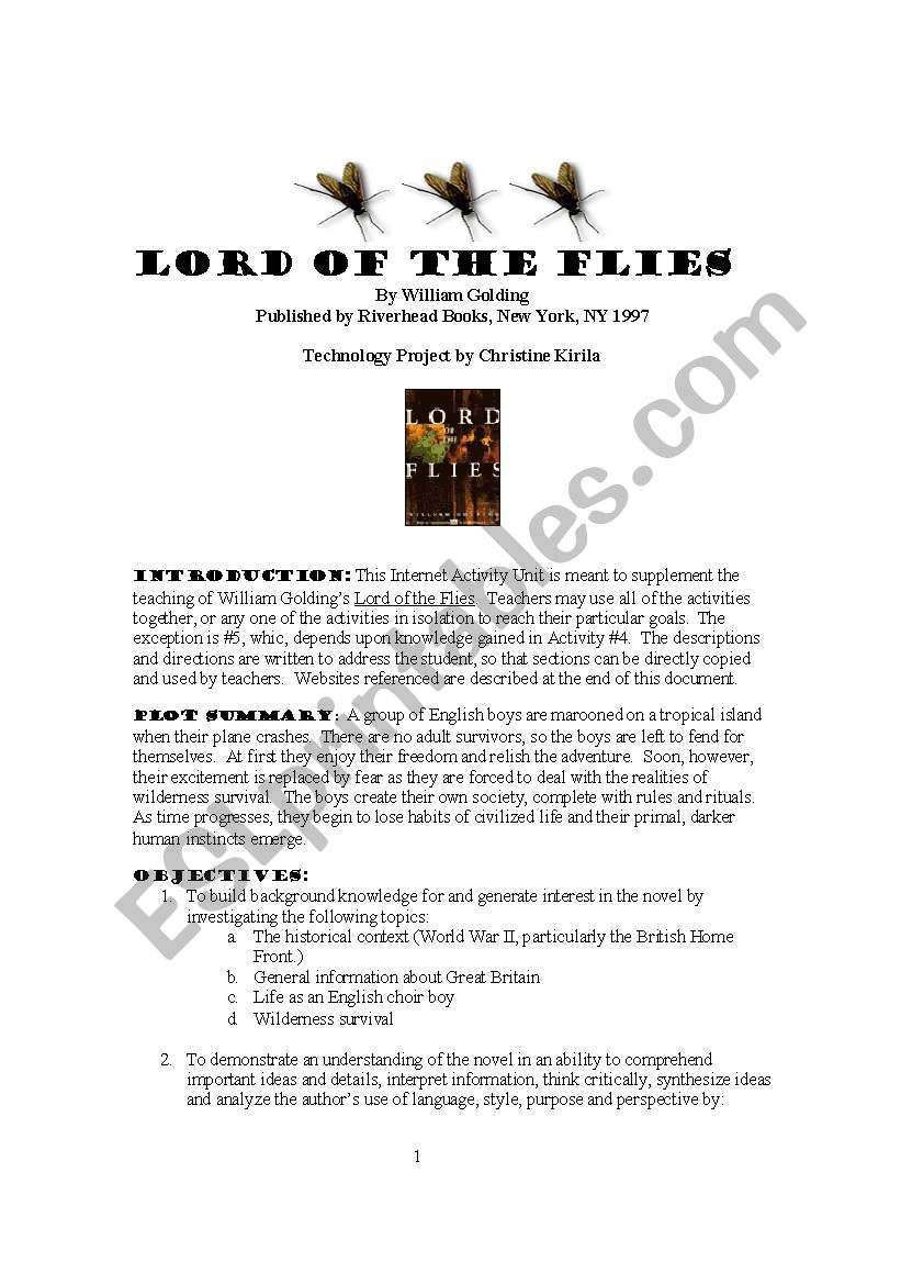 Lord of the Flies Activity worksheet