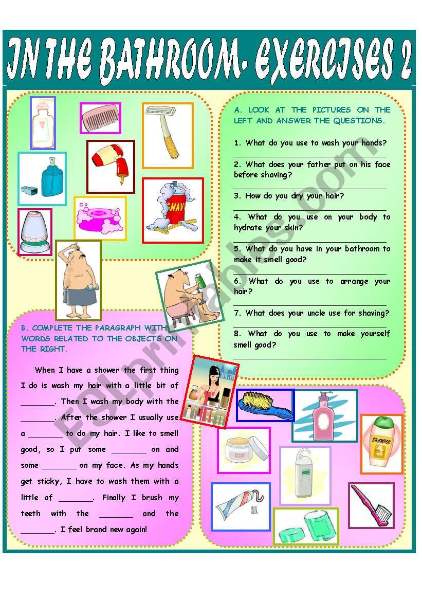 In the Bathroom - Exercises 2 worksheet