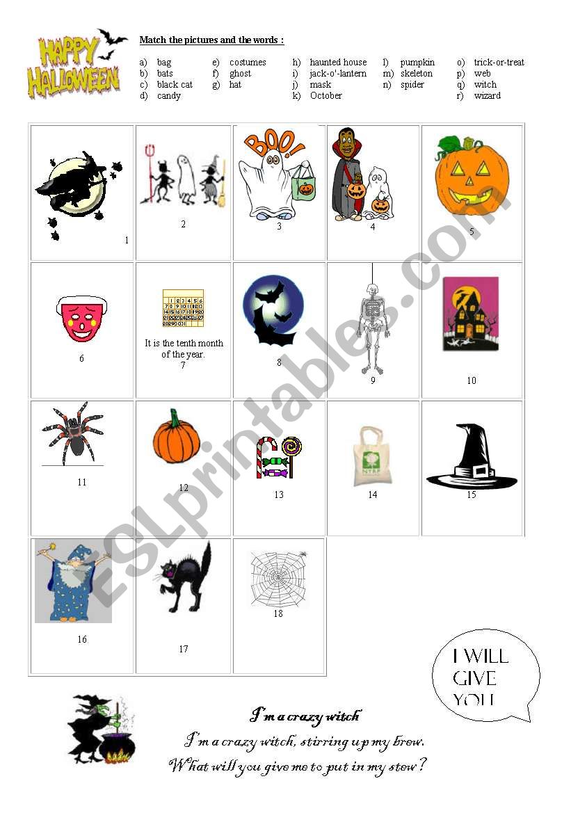 halloween worksheet