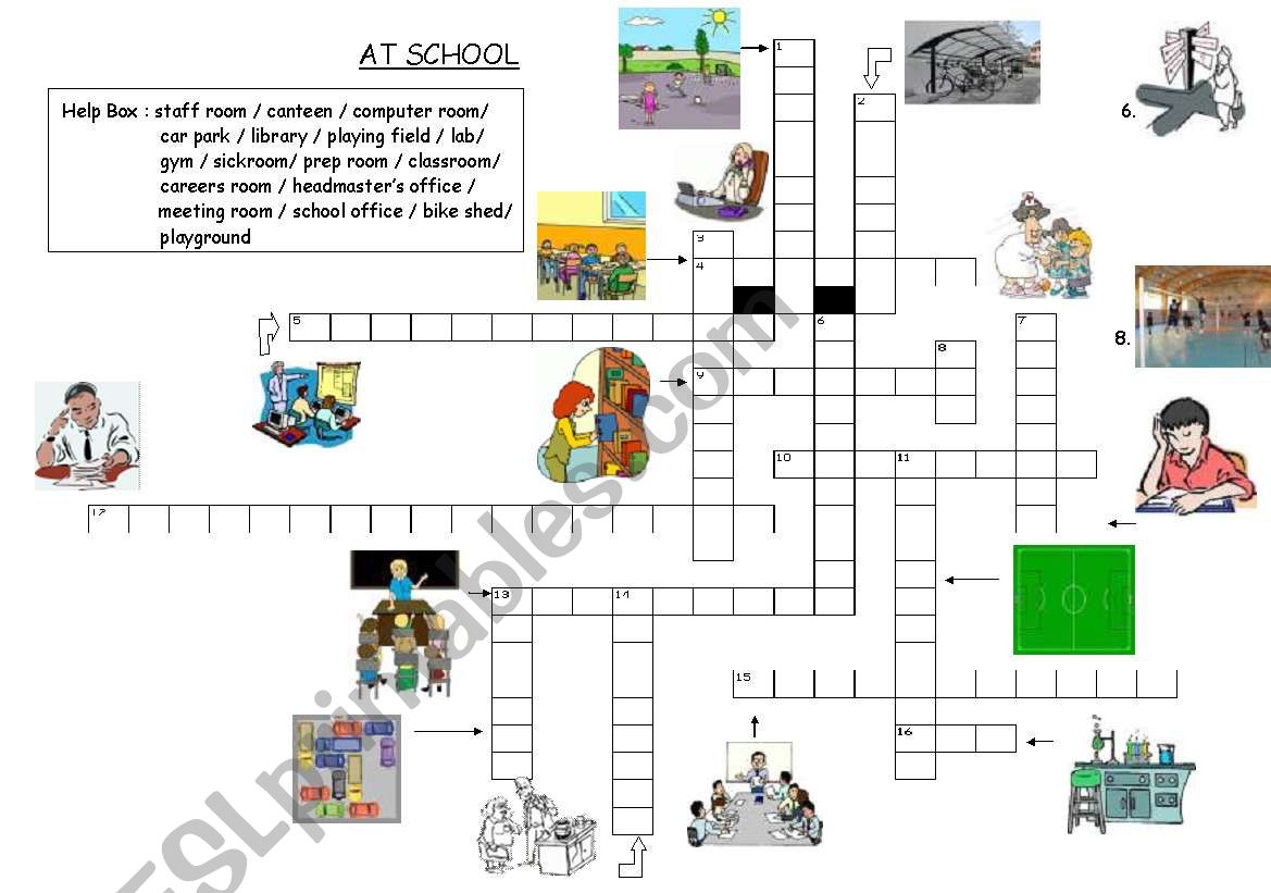 School crossword worksheet