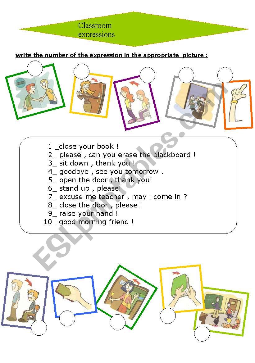 classroom expressions worksheet