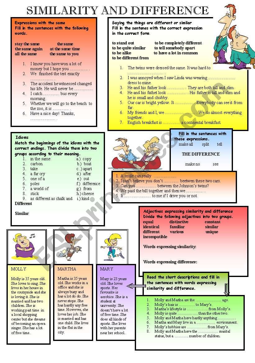 Similarity and difference worksheet