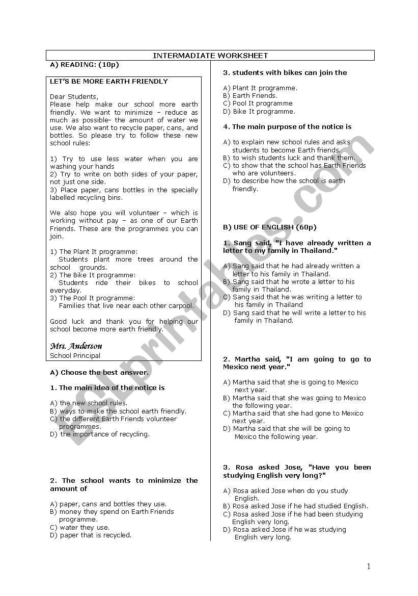 grammar worksheet